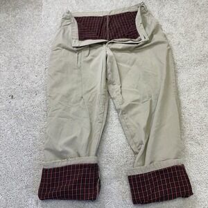 LL Bean Double L Flannel Lined Pants Men's 38x32 Chino Khaki Beige Natural Fit